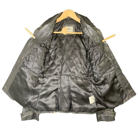 Vintage F & Co Distressed Black Leather Jacket Made in Spain Mod Womens 38 EUC - Picture 12 of 16